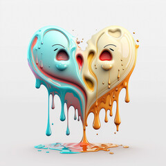 Sticker - two melted hearts