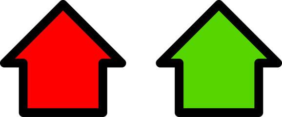 Poster - Red and Green House Icon Set. Vector Image.