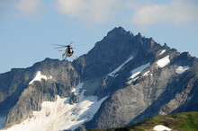 Hughes 500 rescue helicopter in North Cascades National Park.