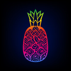 Pineapple Vector illustration. Doodle exotic icon