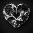 Layered paper heart, Valentine's day craft, love themed artwork, generative ai art, black and white heart