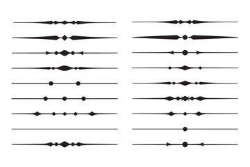 set of decorative element lines, border and page rules frame