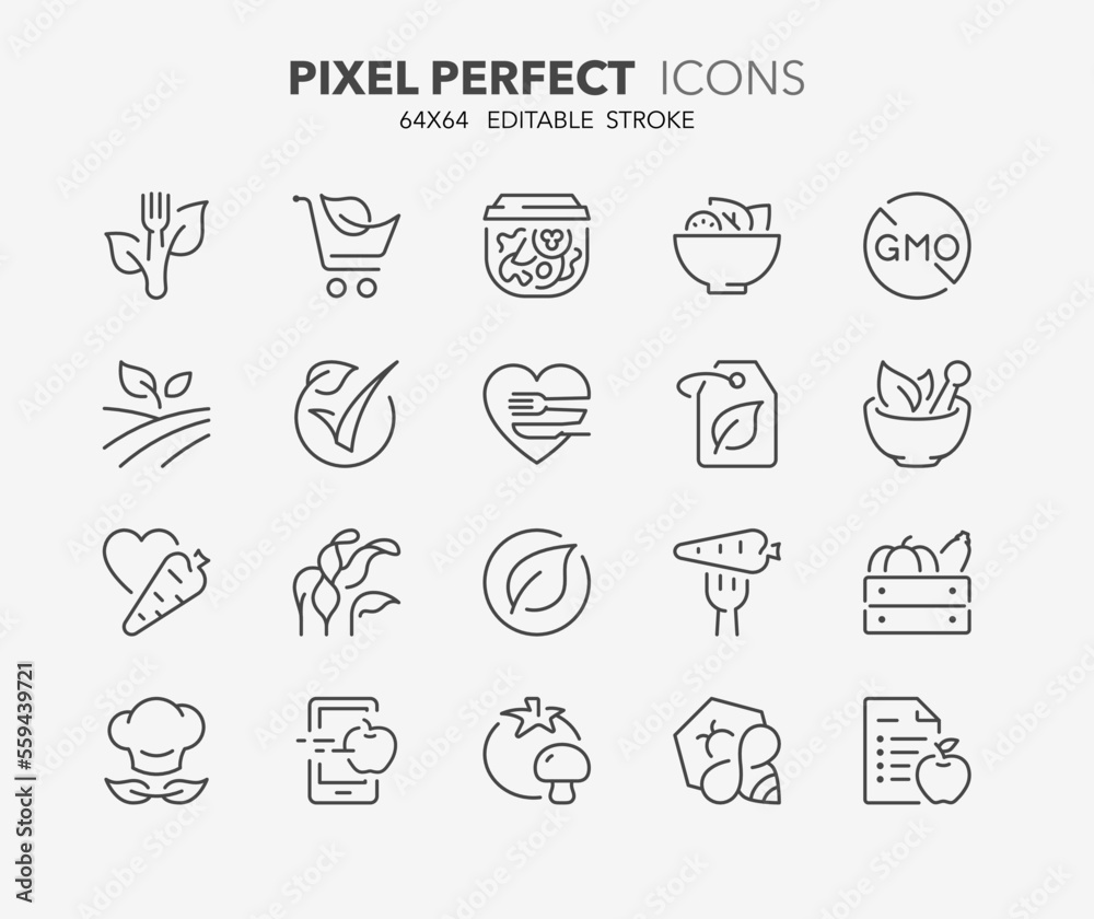 healthy food thin line icons Stock Vector | Adobe Stock
