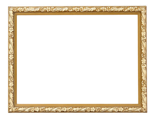 Gold picture frame isolated with clipping path