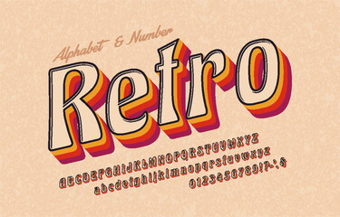 Fototapete - Stylized italic retro font and alphabet in retro 90s, 80s style. Vector alphabet abc. Signs, numbers and symbols