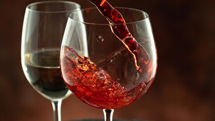 Wall Mural - Pouring red wine into the glass, macro shot.