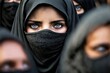 Iran muslim girl eyes detail in burqa protest concept illustration generative ai