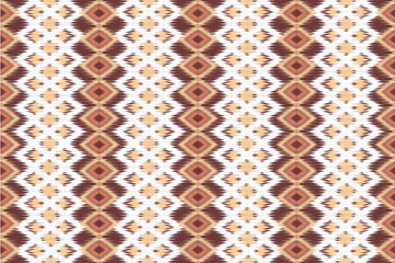 Wall Mural - Ikat, Fabric Morocco, geometric ethnic pattern seamless flower color oriental. Background, Design for fabric, curtain, carpet, wallpaper, clothing, wrapping, Batik, vector illustration.