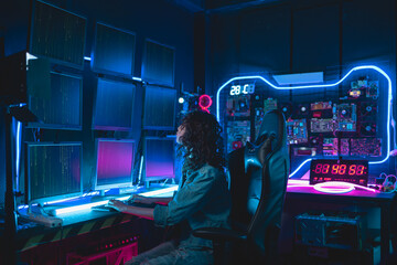 portrait of asian women programmer, staring confidently into camera