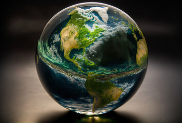 the earth as a glass marble prototype. generative ai.