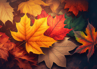 red maple leaves created with generative ai technology