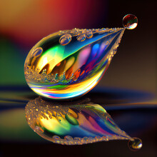 Large Rainbow Water Drop. Generative Ai