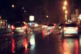 Fototapeta  - night blurry traffic jam background