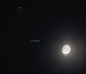 Wall Mural - Mars and moon in the night sky