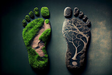 Human Footprint Showing Nature As A Sign Of Environmental Awareness And A Green Future