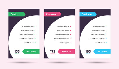 Wall Mural - Pricing table in flat design style for websites and applications, infographic design