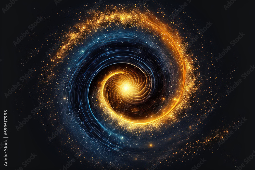 Space background with golden spiral. Astrology and fantasy illustration ...