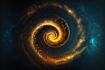 Wall Mural - abstract design of golden ratio. golden spiral on space background. generative ai