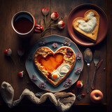 Fototapeta Tulipany - valentine's day breakfast for lovers. Generative AI