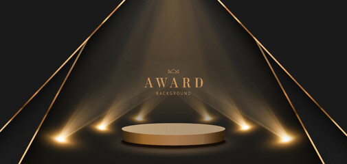 Aufkleber - Award Nomination Background. Luxury Banner With Spotlights and Stage