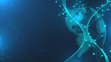 Poster - Global communication network concept. Social network communication in the global business. Big data visualization. Internet technology illustration