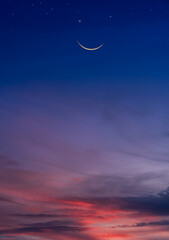 Wall Mural - night sky with moon and clouds