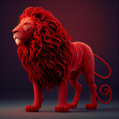 Wall Mural - Red licorice lion ai art