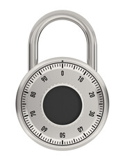 Wall Mural - Combination padlock on white background. Isolated 3d illustration