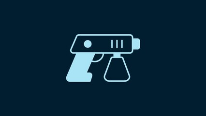 Poster - White Paint spray gun icon isolated on blue background. 4K Video motion graphic animation