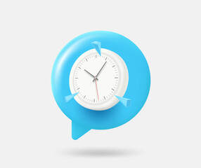 Poster - Speech cloud with clock. 3d vector isolated illustration