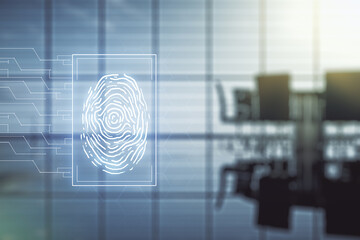 Aufkleber - Abstract virtual fingerprint hologram on a modern conference room background. Multiexposure