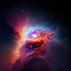 colorful nebula galaxy cosmos, generative ai