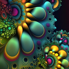 Wall Mural - Beautiful colorful abstract fractal background, Generative Ai