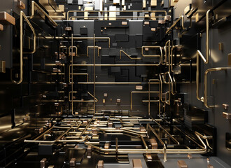 Poster - Futuristic sci-fi corridor room. Modern Future background style, interior concept. 3d rendering