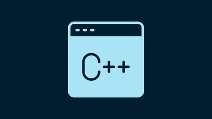 White Software, web developer programming code icon isolated on blue background. Javascript computer script random parts of program code. 4K Video motion graphic animation