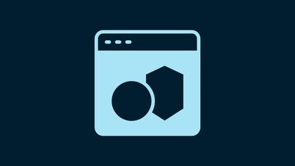 White Software, web developer programming code icon isolated on blue background. Javascript computer script random parts of program code. 4K Video motion graphic animation