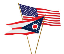USA And Ohio Flags. Vector