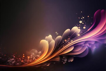  a colorful abstract background with a black background and a purple and yellow design on the bottom of the image is a dark background with a white and orange border and a f Generative AI