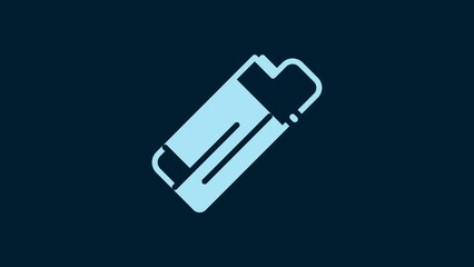 Sticker - White Lighter icon isolated on blue background. 4K Video motion graphic animation