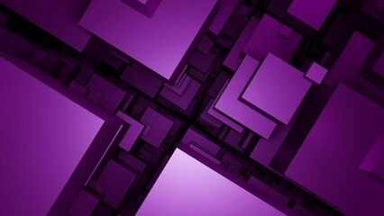Poster - Movement in gap between squares. Design. Jump in geometric space of stream of squares. Tunnel of stream of 3d squares on black background