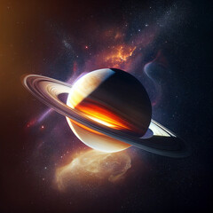 Wall Mural - saturn planet in colorful outer space, generatiwe AI