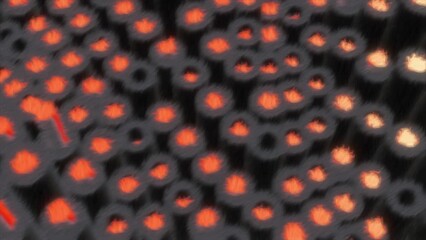 Poster - Orange moving small sticks. Motion. Animation with alternating moving lines.