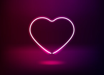 Poster - Neon heart icon. 3d vector illustration