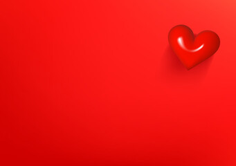 Aufkleber - Vector wallpaper with red heart. 3d vector background with copy space