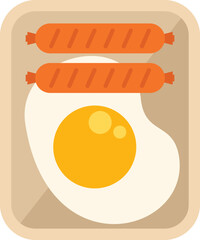 Sticker - Fried egg airline food icon flat vector. Flight meal. Dinner airport isolated