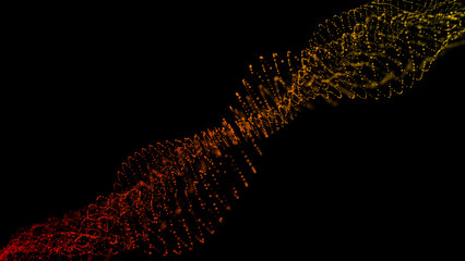 Aufkleber - Wave of dots and weave lines. Abstract background. Network connection structure. 3d rendering.