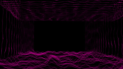 Aufkleber - Digital path with linear connections. Molecular interweaving of lines. Technological connections of space and time. The concept of leaders in the technological world. 3D visualization.
