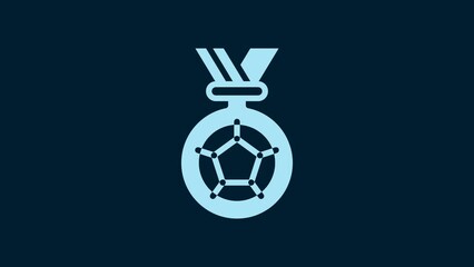 Sticker - White Football or soccer medal icon isolated on blue background. 4K Video motion graphic animation