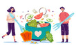 Vegetarian vegetable salad vegan food healthy diet concept. Prepare cooking dinner breakfast. Vector graphic design illustration