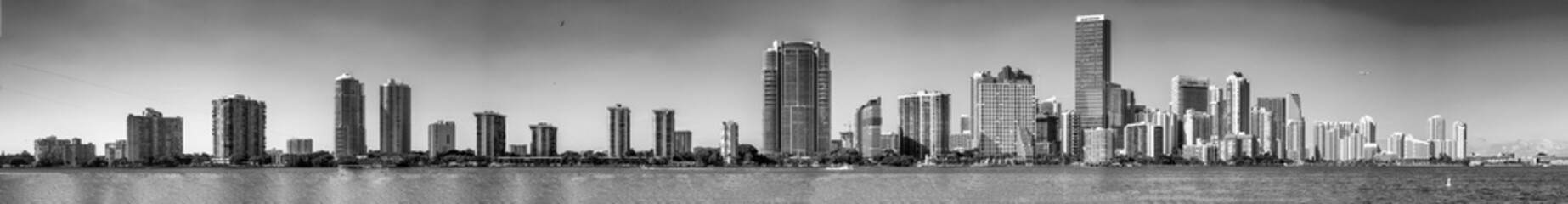 Sticker - Downtown Miami panoramic skyline at sunset from Miami Beach, Florida